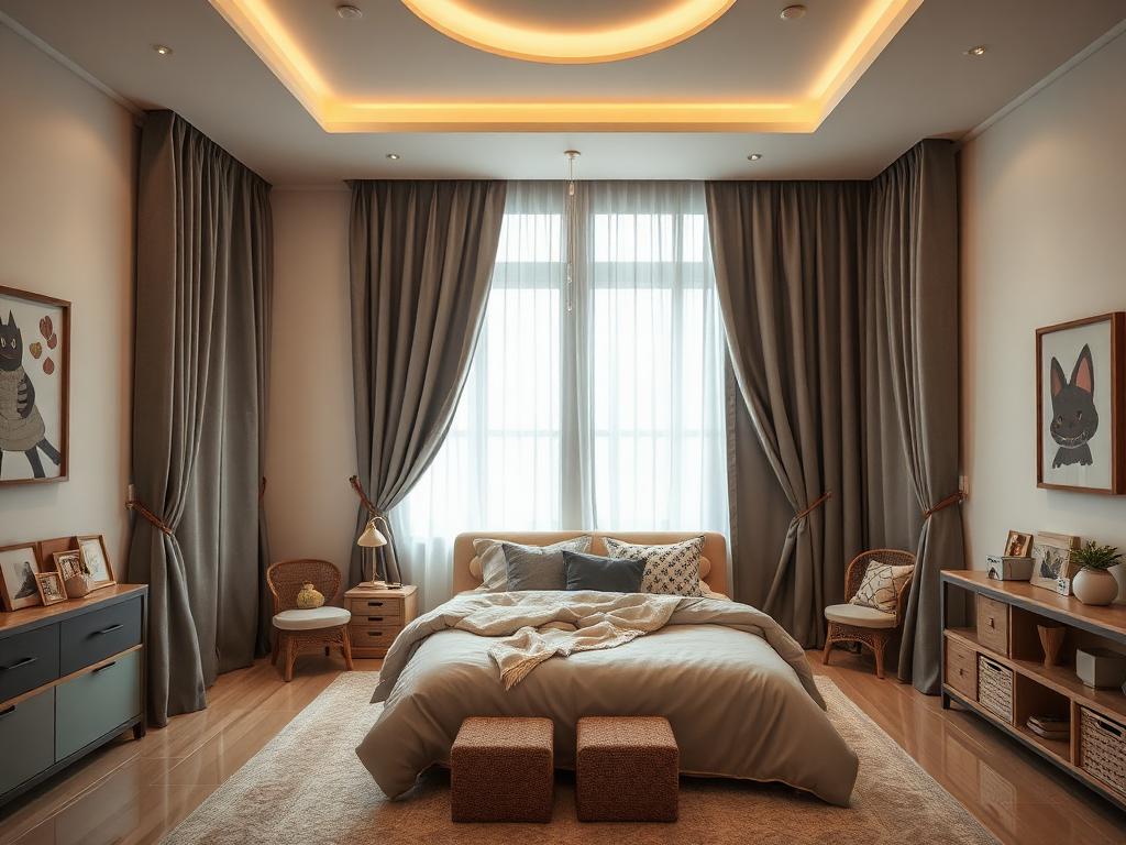 Blackout curtains in a children's bedroom